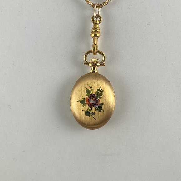 Vintage Fabulous Swiss Made Bucherer Pendant Watch Beautiful Pansy Flower - Picture 3 of 7